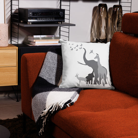Premium Cushion Safari Animals in grey