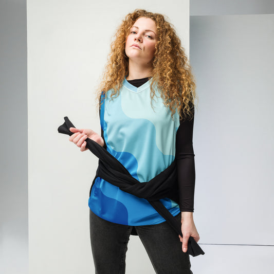 Blue Wave Recycled unisex basketball jersey