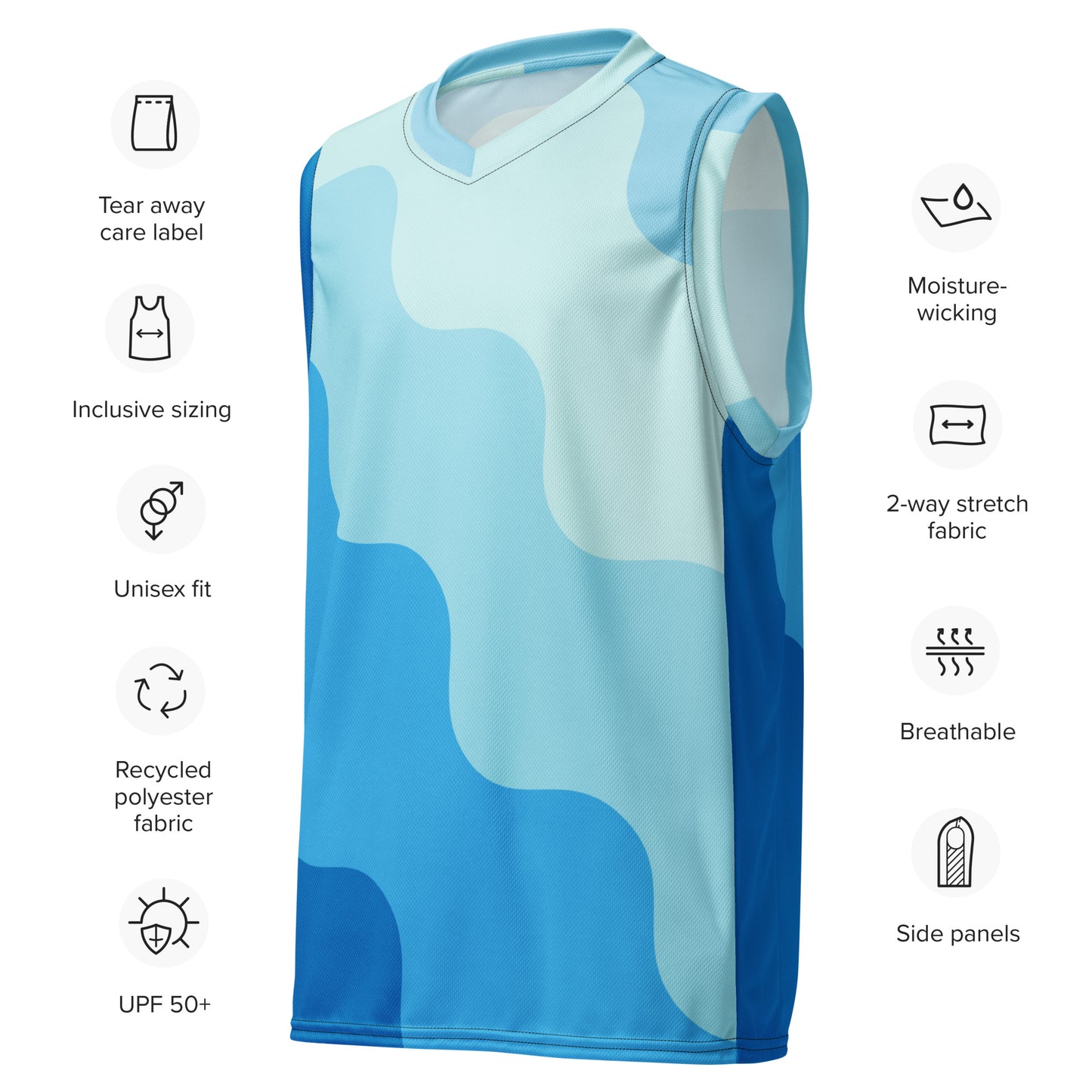 Blue Wave Recycled unisex basketball jersey