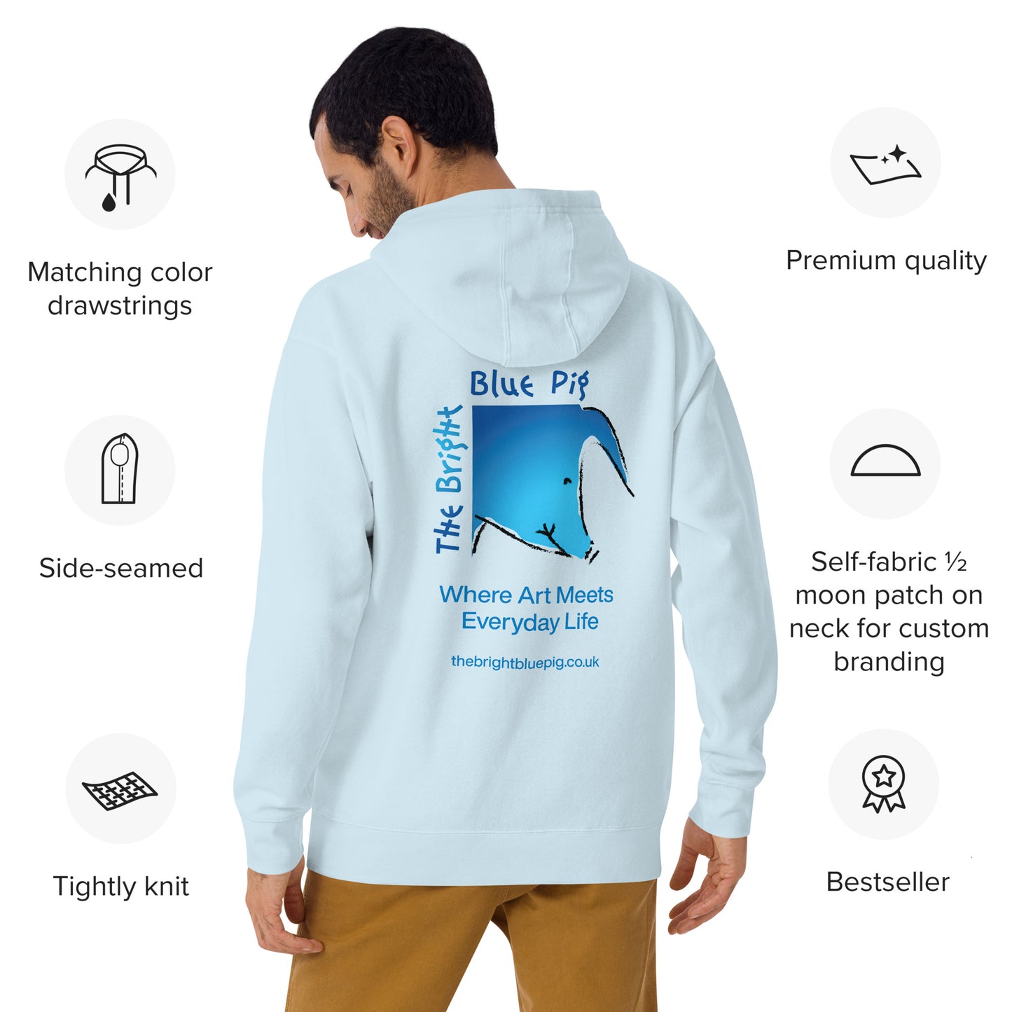 The Bright Blue Pig Unisex Hoodie