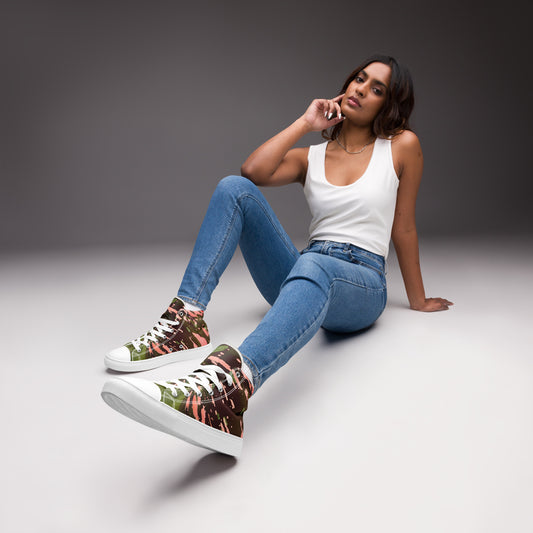 Neon Blush Women’s high top canvas shoes