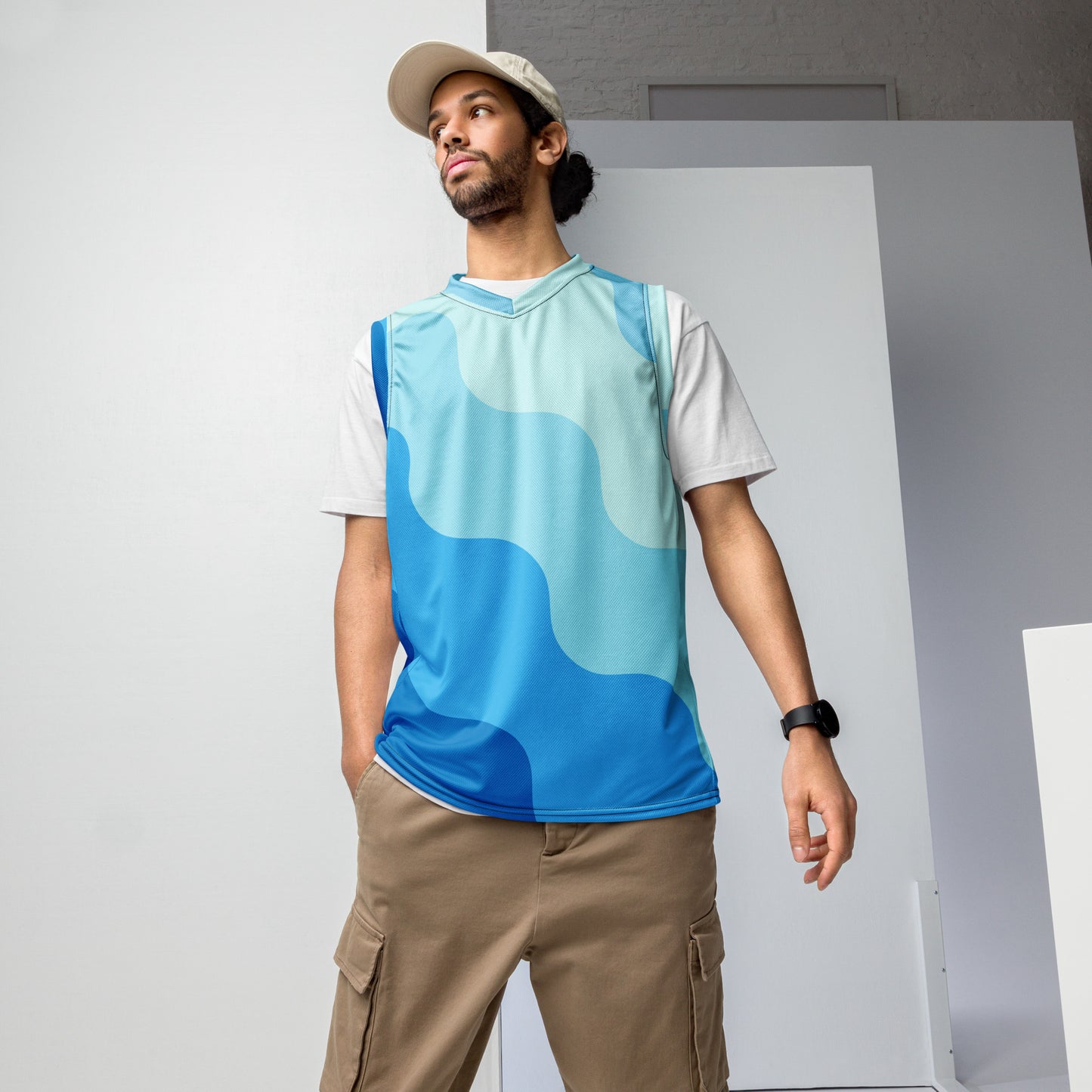 Blue Wave Recycled unisex basketball jersey