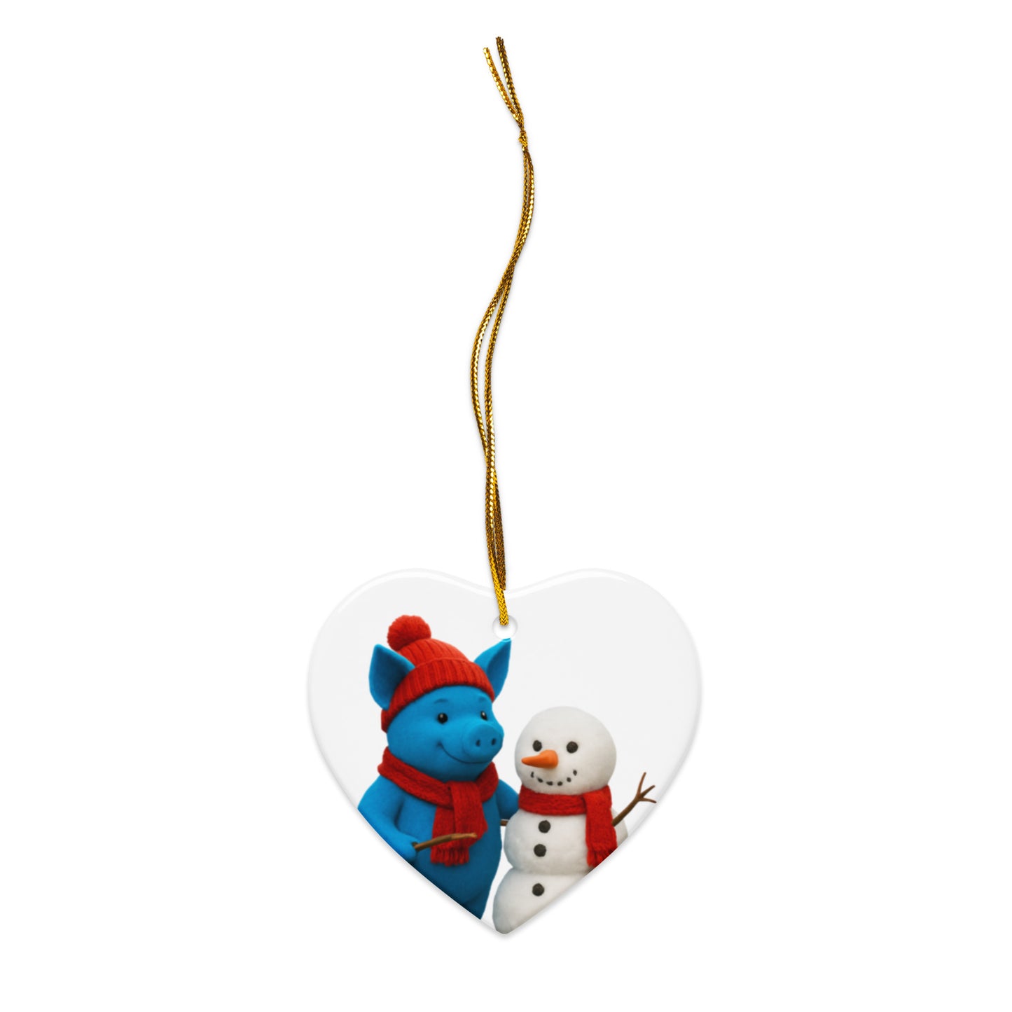 Blue Pig and Snowman ornaments