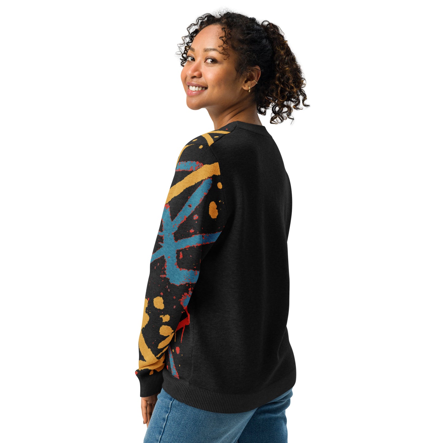 Graffiti Burst Knitted crew neck sweater