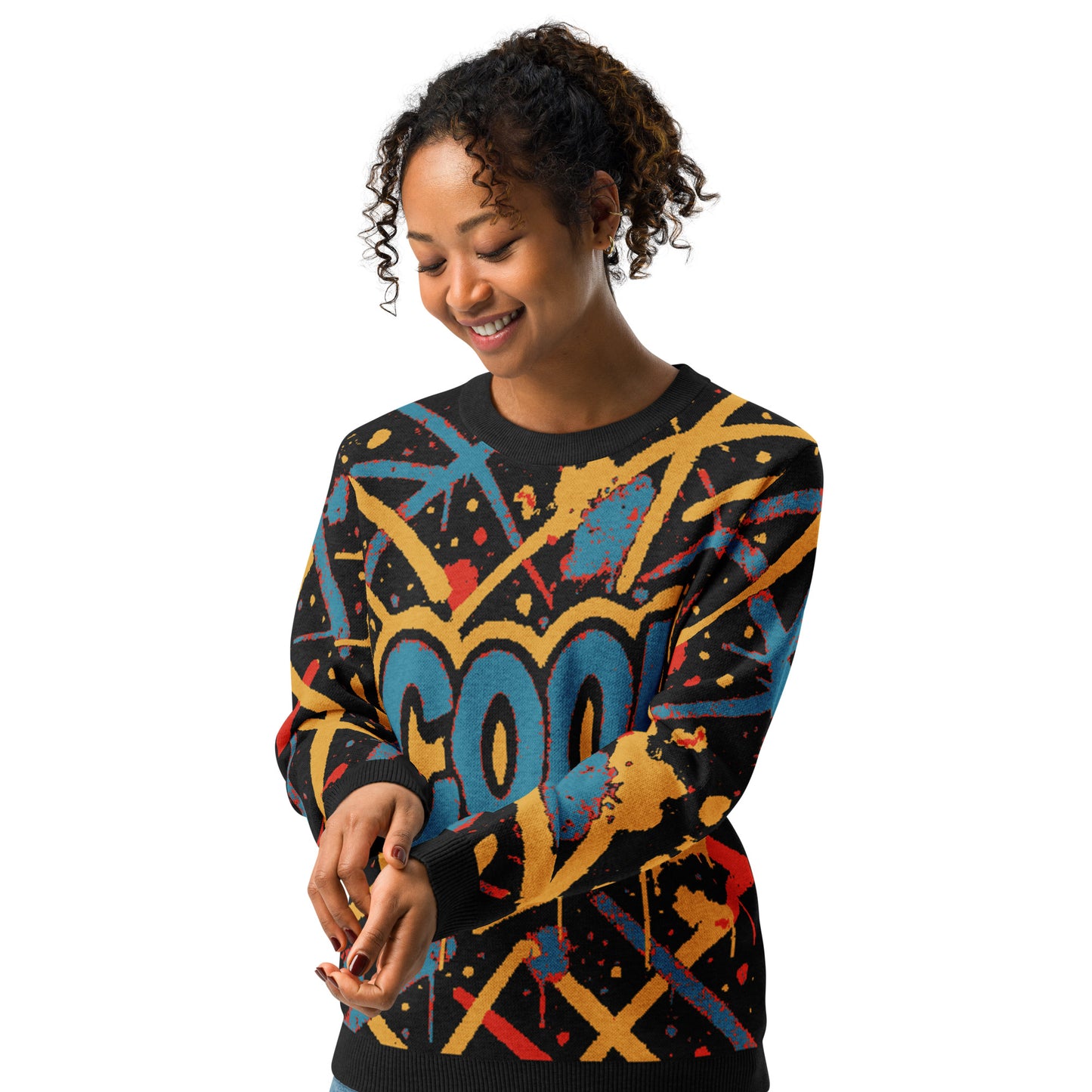 Graffiti Burst Knitted crew neck sweater
