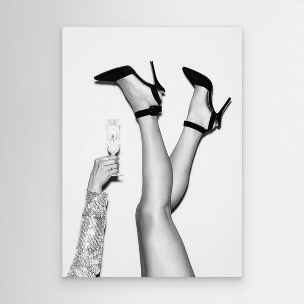 Champagne legs Black and White by Pictufy Studio Iii