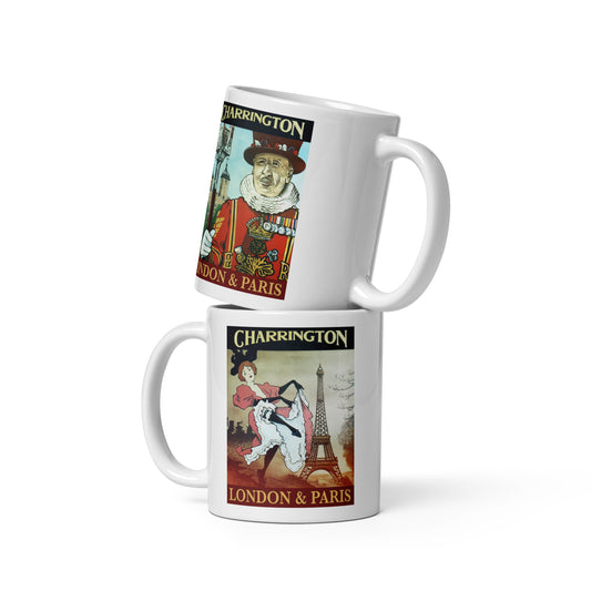 London & Paris White glossy mug