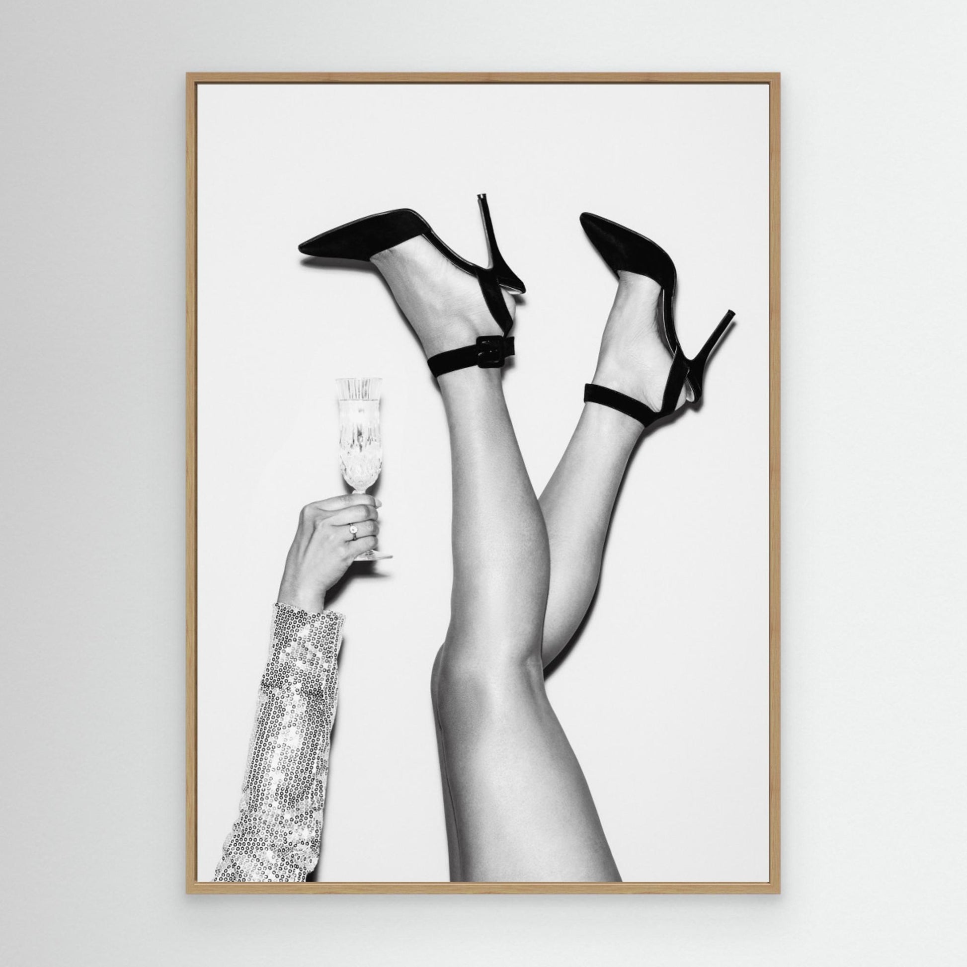 Champagne legs Black and White by Pictufy Studio Iii