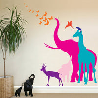 Seven Safari Animal Wall Stickers