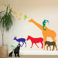 Nine Safari Animal Wall Stickers