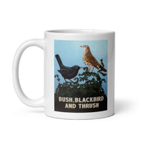 Bush, Blackbird & Thrush White Glossy Mug